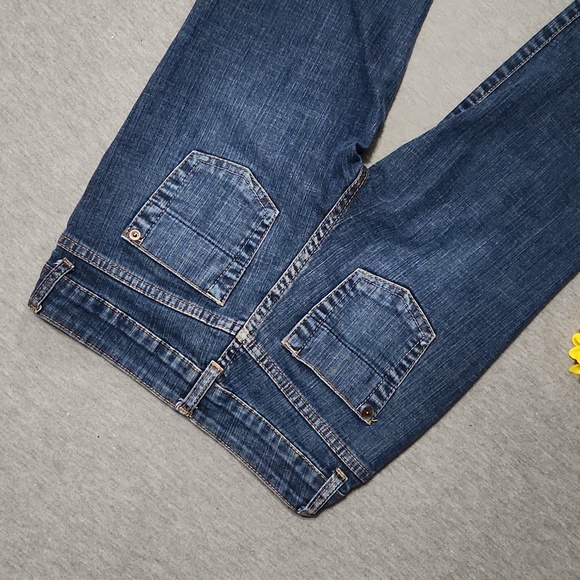 Vintage Y2K Bitten Mid Rise Bootcut Kick Flare Leg Blue Denim Jeans - Picture 3 of 12